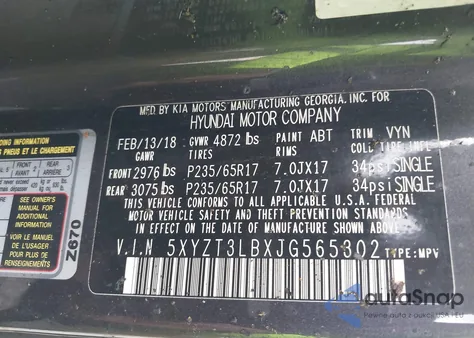 2018 Hyundai Santa Fe Sport 2.4L from USA, damaged, VIN 5XYZT3LBXJG565302